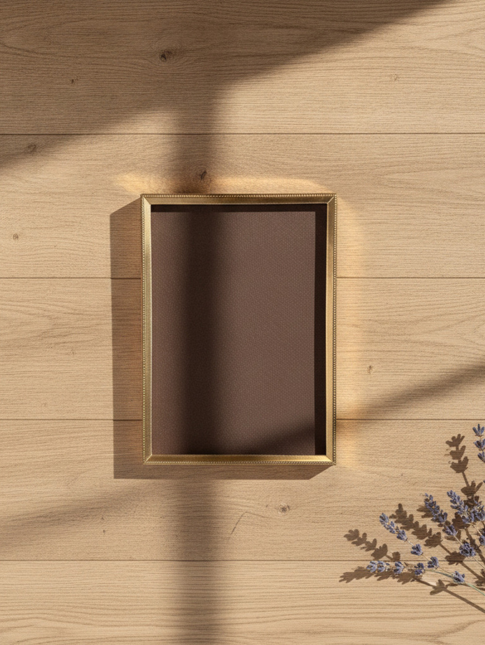 Mid-Century Modern Brass Picture Frame with Brown Felt Backing 5”x 7”